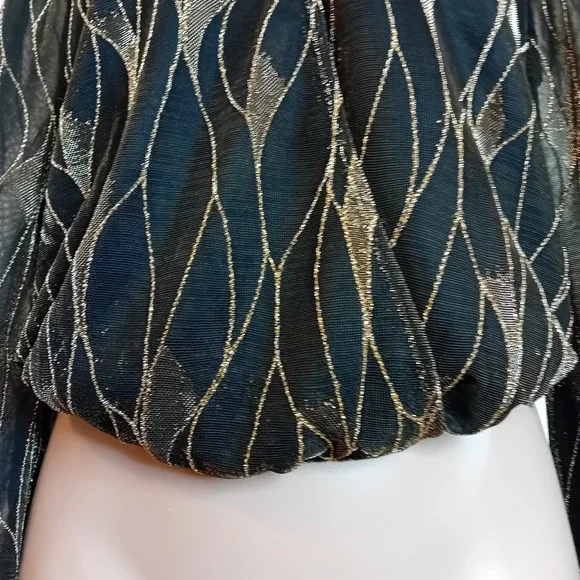Autres Filles Sheer Arms Blouse Gold Metallic Sparkle Party Special Occasion XS - Picture 8 of 16